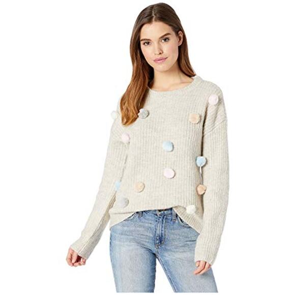 NEW! Romeo and Juliet Couture Sweater Crewneck Puff Ball Poof Casual - L RESHOOT - Picture 1 of 12